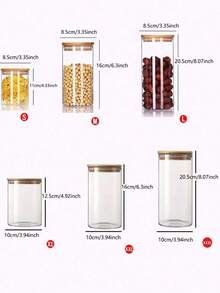 Bộ 4 hộp thủy tinh đựng thực phẩm có nắp tre, lọ thủy tinh trong suốt kín khí đựng trà, gia vị, đậu, dưa chua, có thể rửa bằng máy rửa chén - Hộp đựng mì ống cỡ lớn 1400ml - Trong sáng - Xem 12