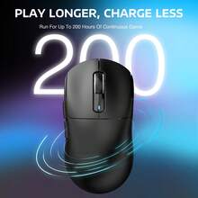 ATTACK SHARK X3 Wireless Gaming Mouse, 49g Ergonomic Design, 3-In-1 Connection, PAW3395 26000 DPI Optical Sensor, 200h Battery Life, Programmable Buttons, PC/Notebook Accessory - Black - View 6