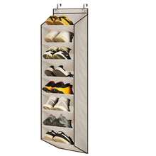 1 件门上鞋架窄架,4/8 层大口袋储物,悬挂式鞋架,适用于衣柜、宿舍和窄门,颜色:米色、黑色 - 彩色 - 查看 17