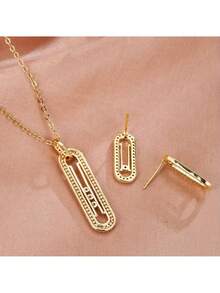 Set de 3 piezas de joyas: aretes y collar, joyería de boda versátil y de moda como regalo para mujeres - conjunto de collar y aretes - Ver 4