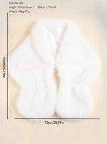 1件纯色手工仿毛皮披肩，优雅女士服饰，适合日常穿着、商务场合、婚礼、派对等场合。 - 白色 - 查看 4