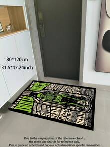 سجادة مساحة مطبوعة بزجاجة الطب والجمجمة العتيقة - سجادة كبيرة من البوليستر، مناسبة لغرفة المعيشة وغرفة النوم والديكور المنزلي - باللون الأسود مع تصميم جرافيك أخضر وأبيض - مثالية لحفلات هالوين أو الموضوعات، سجادة المدخل، ديكور غرفة غوثي، سهلة التنظيف؛ ديكور غرفة أنيق وسجاد ديكور منزلي جميل في الإقامات المنزلية