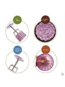 5pcs/Set Embossed Mooncake Mold, Handpress Style, For Sweet Potato, Yam Cake, Bean Paste Cake, Baking Tool, 75-83g - Purple - View 6