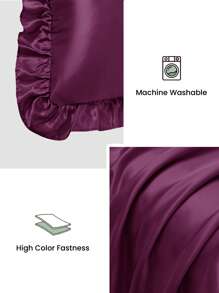 1件缎面蕾丝枕套，丝绸枕套，呵护秀发和肌肤，奢华丝滑，超柔软透气，无填充物，可机洗，通过Oeko-Tex认证，紫色 - 紫色 - 查看 4