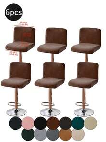 1pc/4pcs/6pcs Silver Fox Plush Low Back, Solid Color Elastic Full Wrap Low Back Chair Cover, Soft & Skin-Friendly Anti-Dirty Low Back Chair Slipcover, Suitable For Dining Room, Study, And Other Chair Decoration, Room Decor - Multicolor - View 26