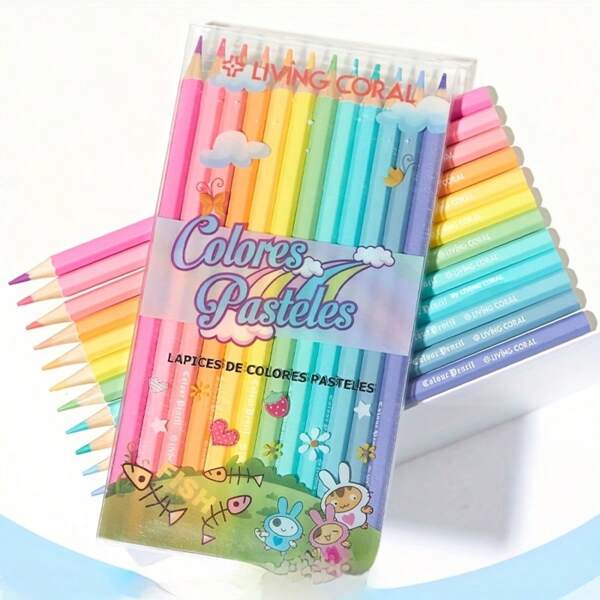 12pcs Macaron Color Pencils, Suitable For Professional Art Use, Featuring Advanced Thick Lead And Boxwood Pencils, For Journaling And Drawing, Summer
