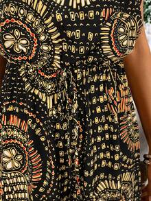 KeKe Bloomly Christmas Women's Casual Vacation Holiday Loose Woven Printed Jumpsuit, Versatile & Fashionable, All-Season Best Seller - Multicolor - View 5