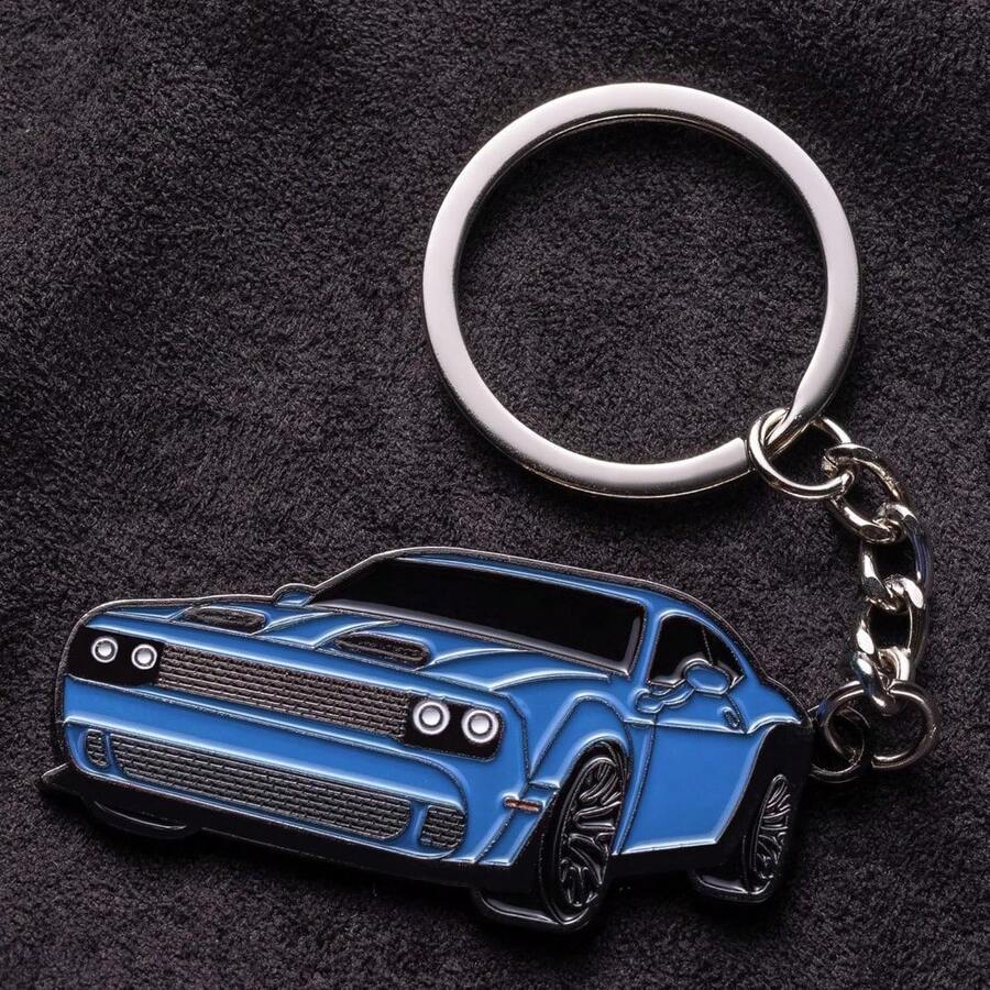 Dodge Challenger Keychain - Premium SRT/SXT Key Chain Accessories - Stylish Car Keys Holder For Challenger Enthusiasts - Blue - View 1