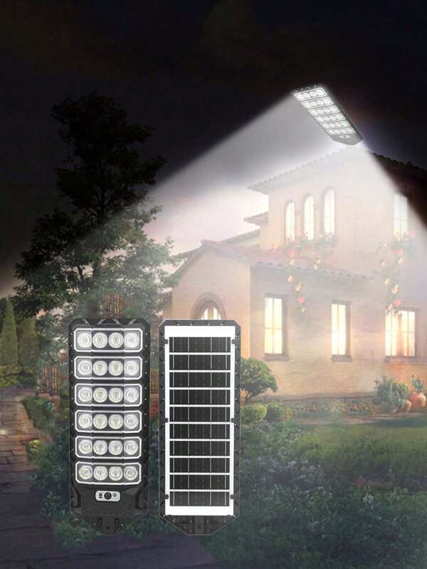 1 PIEZA Luz solar de calle para exteriores con 504 LED, luz de  con control remoto, sensor de movimiento, impermeable, reflector de 270° de ángulo ancho, 3 modos, apta para iluminación exterior, que se puede usar ampliamente como luz de patio, garaje, jardín, estacionamiento, salida, entrada, camino de entrada, jardín, entrada
