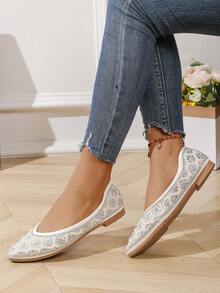 Damen Strass-Slipper, glänzend, modisch, bequem und lässig - Weiss - Übersicht 2