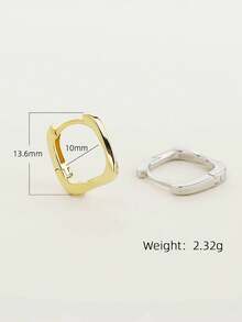 1 对简约 S925 银几何环形耳环，方形流线设计，优雅日常佩戴耳环，适合女性，理想礼物 - 耳環 - 查看 6