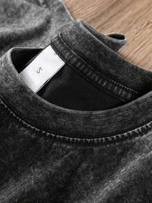 Retro Washed T-Shirt Double Sided Printed (230 Pure Cotton T-Shirt) 'GOD TURNS BROKEN PIECES'  Letter Print, Christian Gift, Men's T-Shirt, Men's Casual, Comfortable, Fashionable T-Shirt, Street Style Cotton - màu đen - Xem 7