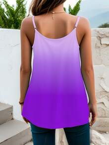 2pcs Plus Size Summer Casual Ombre Print Camisole - Blue + Purple - View 4