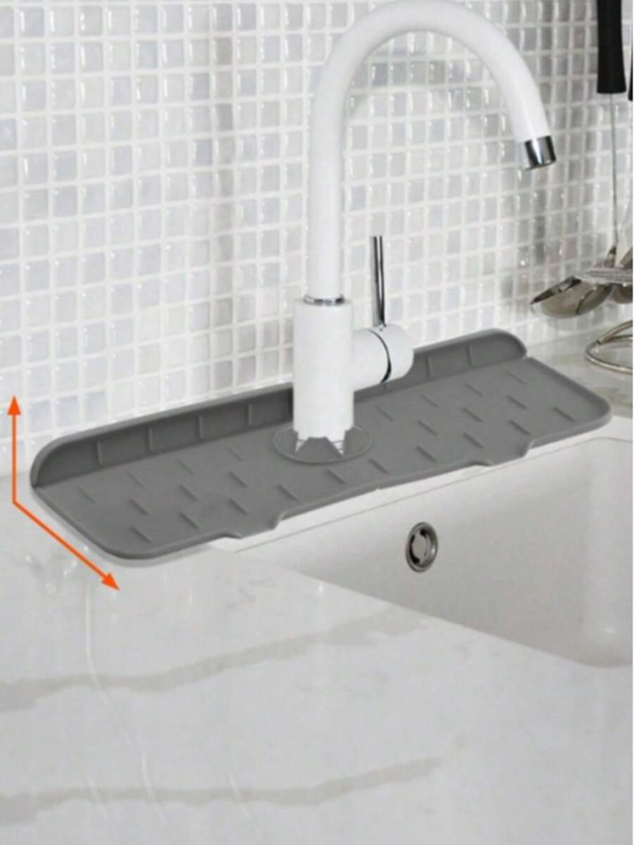 Tapete de drenagem de silicone de 1 peça, filtro antirrespingo para torneira de cozinha e banheiro, tapete de drenagem de pia antiderrapante para a lateral da pia, essencial para decoração de casa e cozinha, parte do seu estilo aconchegante de outono e inverno e decorações de Natal