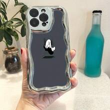 Funda para teléfono 1 pieza Diseño de TPU Teléfono ondulado galvanizado, evita el desgaste, transpirable, resistente al calor y al polvo, adecuado 11, 12, 13, 14, 15, 16 Plus Pro Promax XSMAX X/ XS - Plateado - Ver 3
