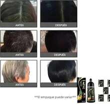 Negro- Shampoo Tinte Instantaneo Para Cabello Cubre Canas Natural Jengibre 500Ml Más 5 Sobres 30Ml C/U (150G) - Champú Instant Hair Color Para Teñir El Cabello 3 En 1 Coloración Con Hierbas Unisex (650Ml) - Negro - Ver 3