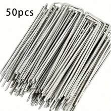 50pcs U-Shaped Garden Stakes, Heavy Duty Metal Landscape Fabric Ties, For Securing Barriers, Ground Covers, Fences And Artificial Turf - Ideal For Gardening And Landscaping Projects!