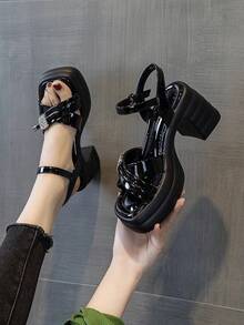 Women Heeled Sandals - 升級版黑色 - 查看 1