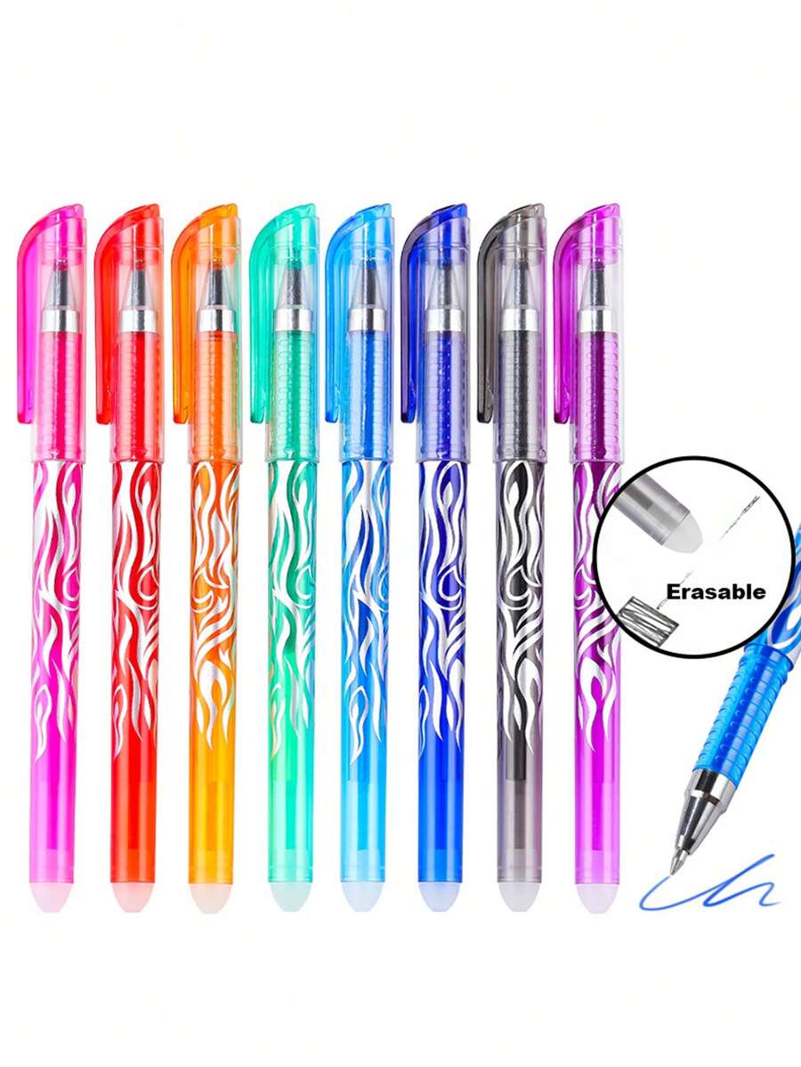8 支彩色可擦笔，0.5 毫米可水洗水性笔，适用于日记和文具，返校礼物