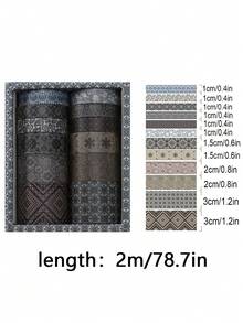 12 卷/盒，复古风景和纸胶带，创意花卉山鹤印花设计贴纸卷，剪贴簿和礼品包装装饰 DIY 遮蔽胶带 返校 - 彩色 - 查看 30