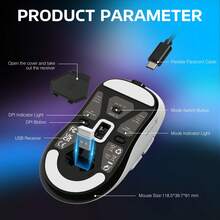 ATTACK SHARK X3 Wireless Gaming Mouse, 49g Ergonomic Design, 3-In-1 Connection, PAW3395 26000 DPI Optical Sensor, 200h Battery Life, Programmable Buttons, PC/Notebook Accessory - White - View 7