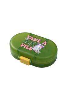 1 个椭圆形药盒、六格便携式药盒、迷你药盒、印有药品的便携式珠宝和药盒、存放在不同区域、带有字母徽标的个性化创意礼品、装饰性旅行药盒和独特设计的盒子适合旅行和户外活动、包袋、 - 彩色 - 查看 8