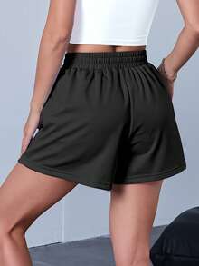 Set de 3 pantalones cortos deportivos de cintura elástica de unicolor - Rosa - Ver 9