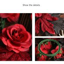 1 Pc Halloween Candle Wreath With Maple Leaves Rose Candle Holder Decor, Realistic Flower Circular Table Decor For Halloween Party Items, Garden Yard Halloween Realistic Flower Candle Decor, Halloween Gift, Christmas Gift