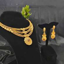 3pcs Middle Eastern Style Jewelry Set: Necklace & Earrings, European & American Bridal Jewelry Set