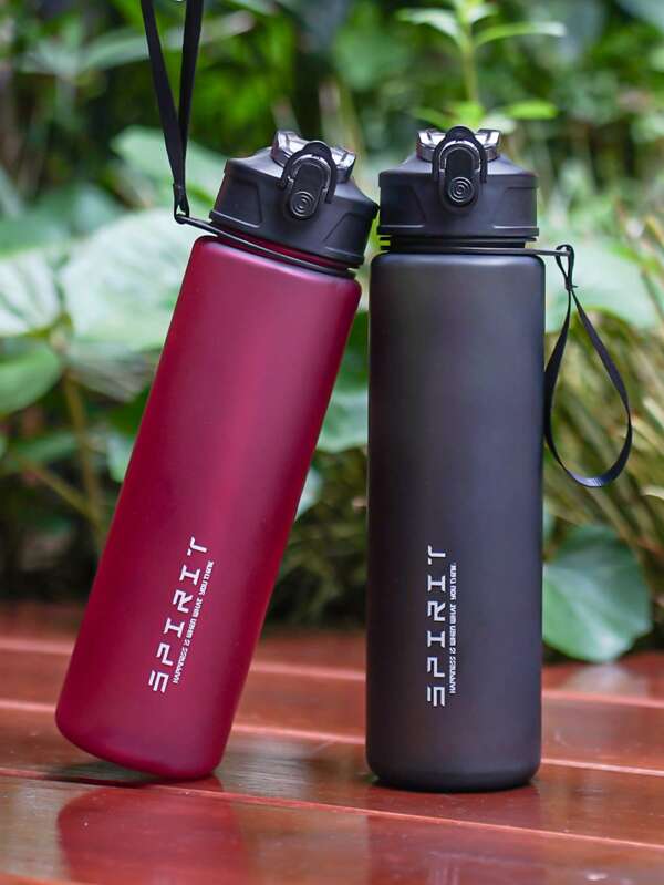 1 Stück 750ml/26oz minimalistisches und elegantes Design Wasserflasche mit Strohhalmdeckel und Handgelenkriemen, geeignet für den täglichen Gebrauch, Outdoor-Camping, Sport, Büro und Schule