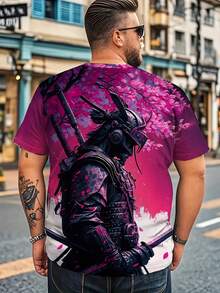 Áo thun nam cỡ lớn mùa hè in kỹ thuật số 3D hình Samurai Nhật Bản, phong cách retro. - Nhiều màu - Xem 4