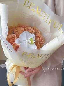 10 Stücke/Packung Wasserfestes Gold Folie Liebesbrief Blumen Geschenkpapier, für Blumengeschäft, Valentinstag