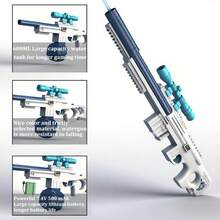 Automatic Electric Water Gun With Muzzle Flash,Powerful Squirt Guns Pistol For Adults Kids, Auto Water Blaster Pistol Outdoor Summer Toys For Pool Beach Party - 藍白色 - 查看 3