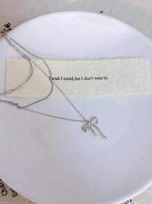 Luxurious Sweet Rhinestone Bowknot Faux Pearl Necklace, Dainty Delicate Collar Necklace Accessory For Women