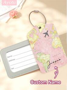 Ayotu Customized Airplane Map Pattern Luggage Tag (Can Be Customized With Name And Text), Travel Cruise Luggage Label, Backpack, Handbag And Schoolbag Label, Personalized Card Holder, Business ID Travel Tag, Essential For Group Travel, Activities And Company Trips, Creative Valentine's Day, Birthday And Holiday Gift - Multicolor - View 13