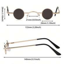 1 Piece Rock Punk Men's Fashion Glasses Classic Small Round Frame Wide Bridge Metal Frame Black Lens Glasses - Black - View 6
