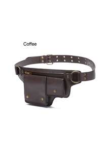 Punk Style Vintage PU Leather Waist Bag - Fanny Pack For Outdoor Sport And Travel