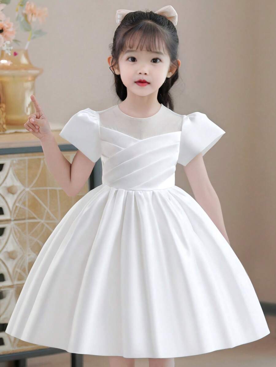 Kleine Mädchen Prinzessinnenkleid mit Schleife, Laufsteg Modell Abendkleid