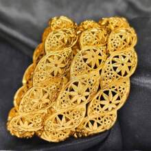 1pc Middle Eastern Style Open Bracelet, Elegant Women Jewelry Accessory, Luxury Bridal Open Bangle Bracelet