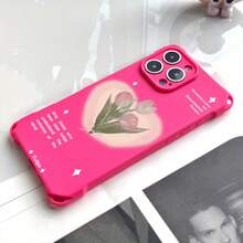 Caja del teléfono 1PC Love Tulip Pattern Design Four Corners Hangable Phone Case Adecuado 15 Plus 14 Pro 12 16 13 TPU Todo incluido Frosted Soft - Colores mixtos 1 - Ver 5