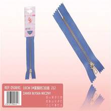 3# Zíper com dentes de latão para jeans, calças, bolsos, bolsas, saias com controle deslizante de mola - Azul - Ver 2