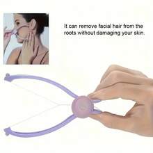 1 pieza de removedor de vello facial, línea de depilación para mujeres, herramienta pequeña para depilarse el rostro, herramienta de depilación facial indolora, herramienta de eliminación de vello facial con línea de resorte adecuada para mejillas, cejas y mentón, herramienta de belleza femenina portátil. - Morado - Ver 1