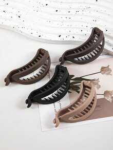 1/4pcs Matte Minimalist Banana Shaped Hair Clips, Versatile Elegant Plastic Claw Clips For Daily, Casual, Party, Commute, Vacation, Ponytail, Bun, Washing Hair, Makeup, Hairstyling - Multicolor - View 8