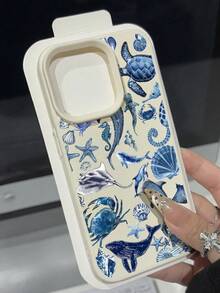 1 件简约海洋元素图案防水防摔防滑软手机壳保护套适用于苹果和手机 - 彩色 - 查看 2