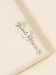 1pc Women's Navel Piercing Butterfly Style Navel Ring, Fashionable Belly Button Piercing Jewelry For Daily Wear