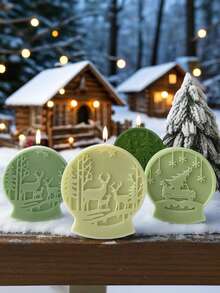 1 件圣诞球硅胶蜡烛模具 | 雪花星形印花设计蜡烛/树脂/石膏工艺品、圣诞礼物和季节性摄影道具