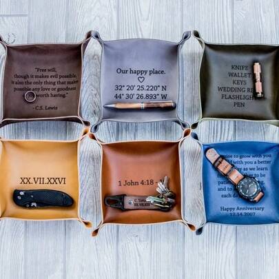 Customized Leather Tray, Gift For Men, Anniversary Gift, Personalized Gift, Husband Gift, Valentine's Day Gift