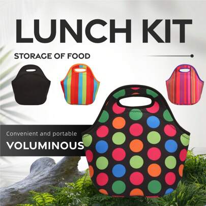 Avkoohum Neoprene Lunch Bag, Thick Insulated Lunch Bag - Durable & Waterproof Lunch Tote With Zipper For Outdoor Travel Work Portable Bento Bag Outdoor Picnic Bag Insulated Cooler Lunch Bag With Lunch Bag Tote Mommy Bag
