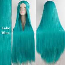 100cm Long Straight Synthetic Lolita Wig For Halloween Party Cosplay, Available In Gold, Blue, Red, Pink, Green, Purple, Suitable For Women Halloween Party - Multicolor - View 5