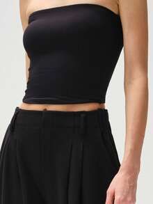 RRIVE Sexy Strapless Tube Top For Women Slim Fit Stretchy Breathable Bandeau Summer Casual Wear Vacation Concert Party Outfit - 黑色 - 查看 3